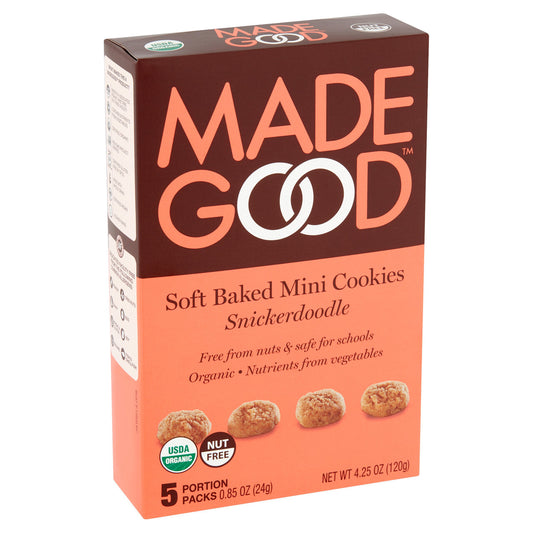Organic Made Good Brand Snickerdoodle Soft Baked Mini cookies (6 boxes x 4.25 oz)
