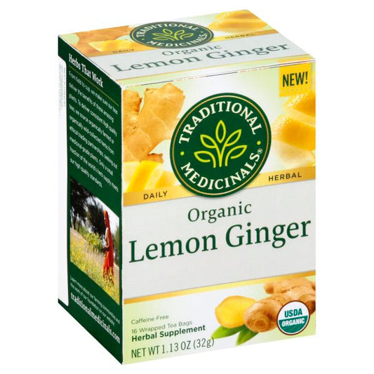 Traditional Medicinals Brand Organic Lemon Ginger Tea (6 Boxes x 16 bags)