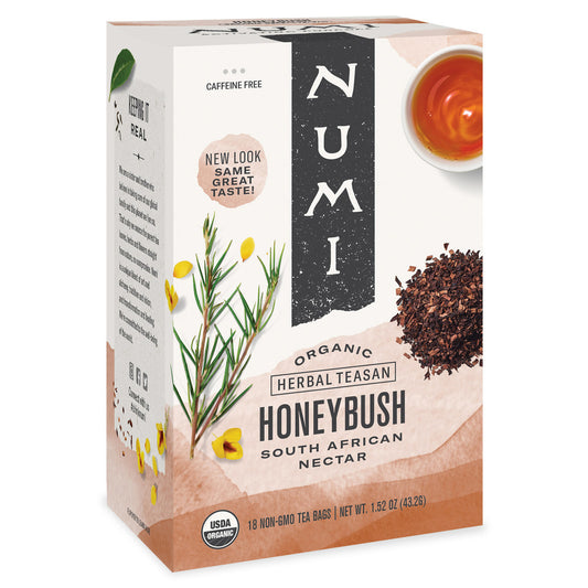 Numi Tea Honeybush Herbal Tea (6 boxes x 18 Bags)