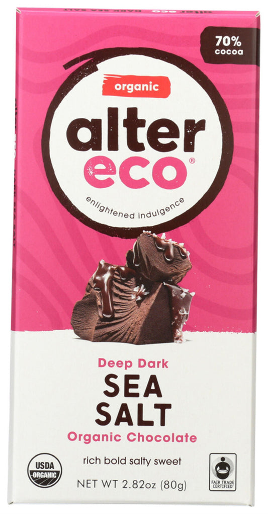 Alter Eco Deep Dark Sea Salt Organic Chocolate (12 bars)