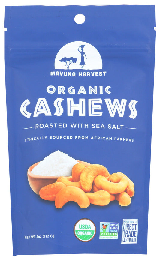 Organic Roasted Cashews with Sea Salt (6 packs x 4 oz)