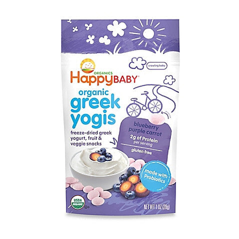 Happy Baby Happy Yogis Blueberry and Purple Carrot Organic Yogurt  (8 tubes x1 OZ)