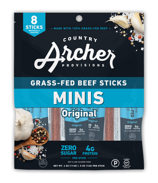 Country Archer Grass Fed beef sticks mini (10 packs x 4 oz)