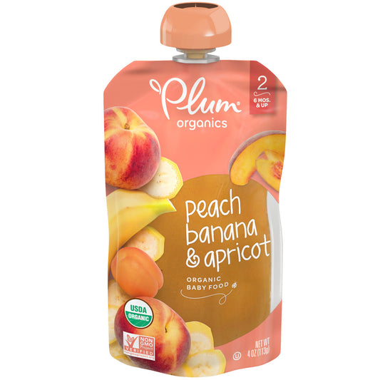 Plum Organics Peach/Apricot/Banana (6 pouches x 4 OZ )