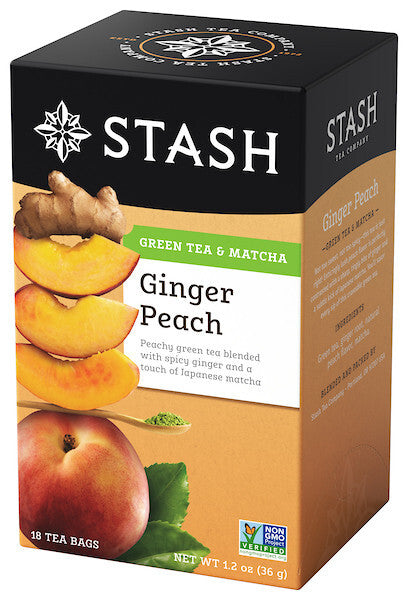 Stash Tea Ginger Peach Green Tea (6 boxes x18 Bag)
