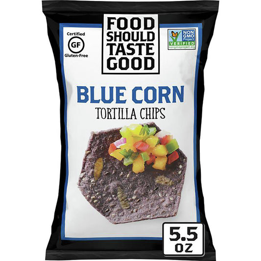 Food Should Taste Good Brand blue corn tortilla chips (12 x 5.5 oz)