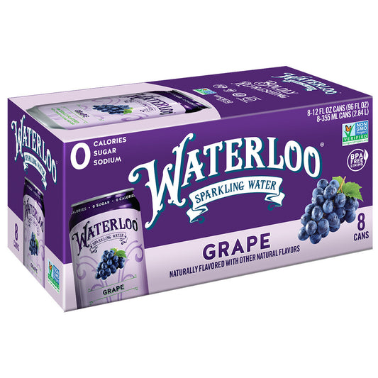 Waterloo Sparkling Water (Grape Flavor) ( 3 cases x 8 pack)