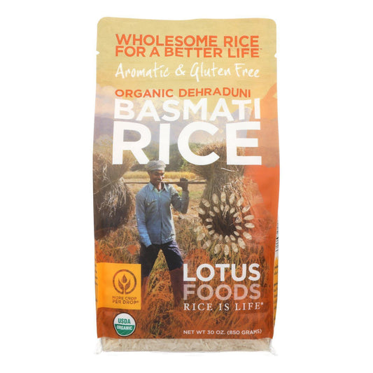 Organic Lotus Brand White basmati rice ( 6 x 30 oz   )