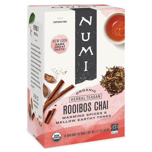 Numi Tea Ruby Chai Herbal Tea (6 boxes x18 Bags)