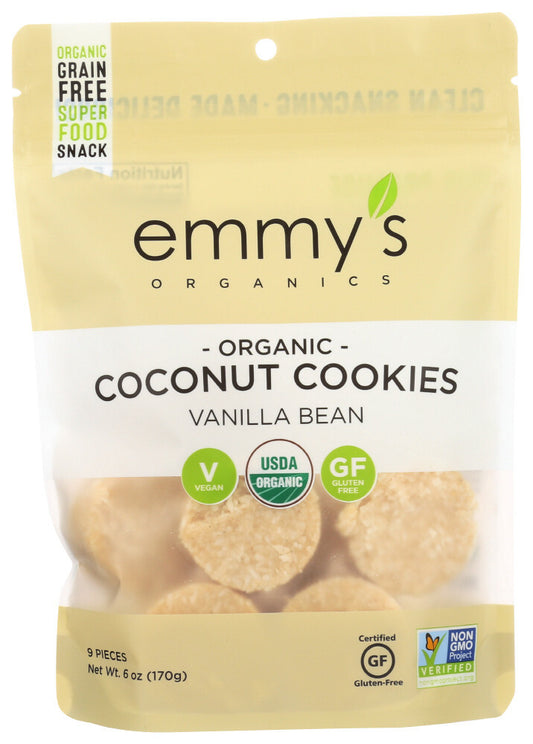 Organic Emmy's Brand Vanilla bean Coconut Cookies ( 8 bags x 6 oz   )