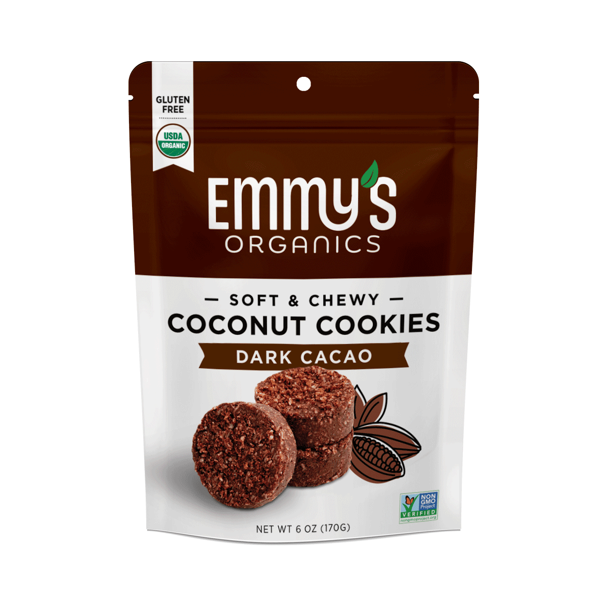 Organic Emmy's Brand Dark Cacao Coconut Cookies (8 bags x 6 oz)