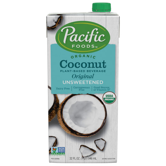 Pacific Foods Brand Organic Coconut Beverage( 12 containers x 32 oz   )