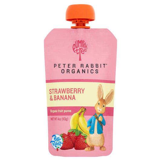 Peter Rabbit Organics Fruit Snack 100% Pure Strawberry/Banana 10 pouches X 4.4 OZ)
