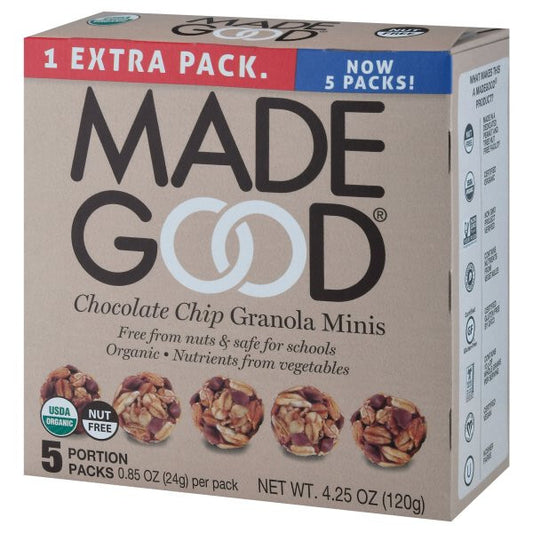 Organic Made Good Brand Chocolate Chip Granola Minis (6 boxes x 5 per box)