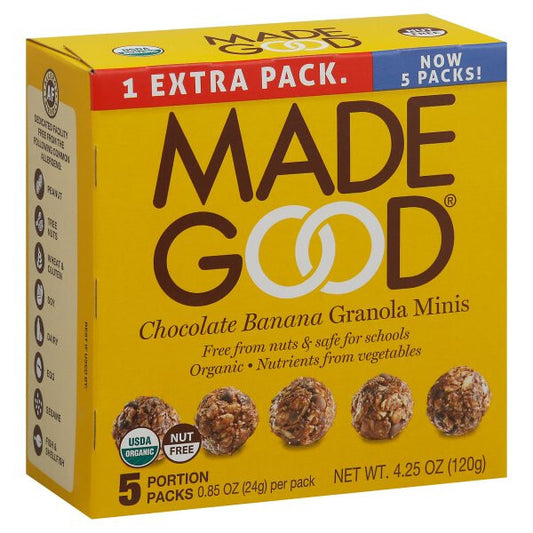 Organic Made Good Brand Chocolate Banana Granola Minis (6 boxes x 5 per box)