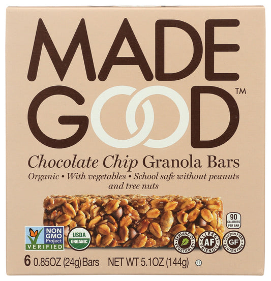 Organic Made Good Brand Chocolate Chip Granola bars (6 boxes x 6 per box)