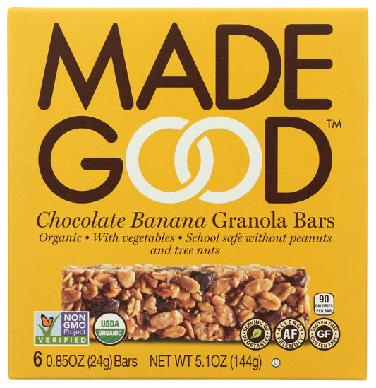 Organic Made Good Brand Chocolate Banana Granola bars (6 boxes x 6 per box )