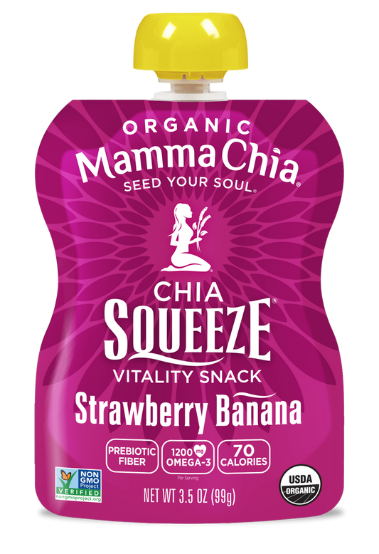 Mamma Chia Organic Chia Squeeze Strawberry Banana (16 pouches x 3.5 OZ)