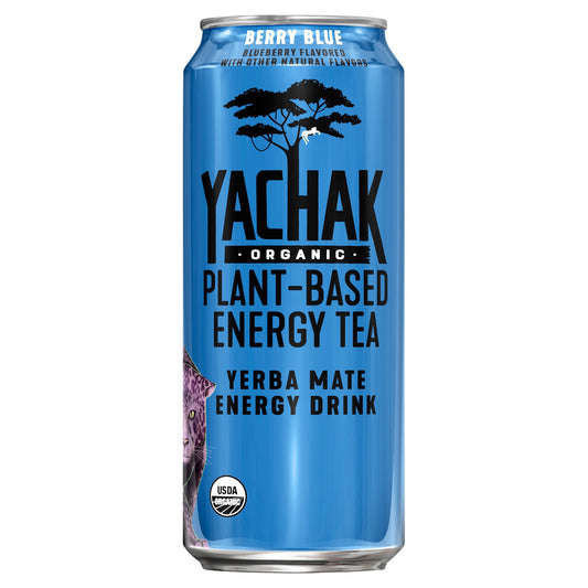 Yachak Brand Organic Berry Blue Tea (12 Cans x 16 oz)