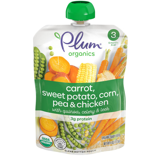 Plum Organics Vegetable /Quinoa & Chicken Blend (6 pouches x 4 OZ )