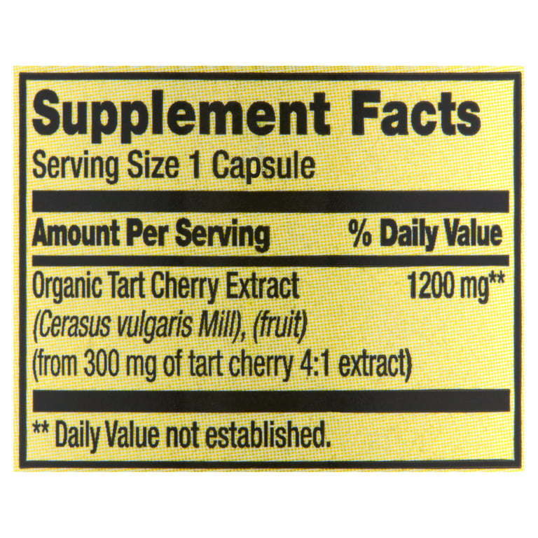 Spring Valley Tart Cherry Extract Antioxidant Support Dietary Supplement Vegetarian Capsules, 1,200 mg, 90 Count