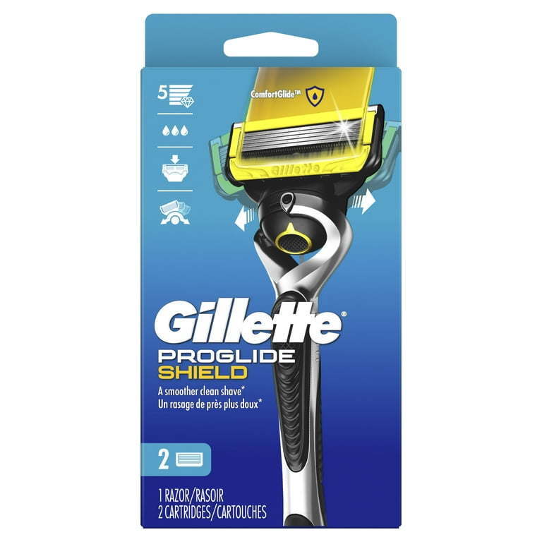 Gillette ProGlide Shield Men's Razor Handle + 2 Blade Refills, Silver