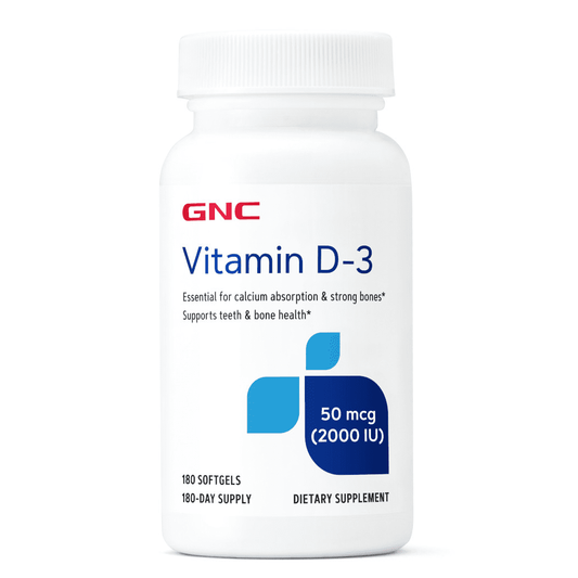 GNC VITAMIN D3 2000 IU, 180 Softgel Capsules, Supports calcium absorption to support healthy teeth and bones, Gluten Free